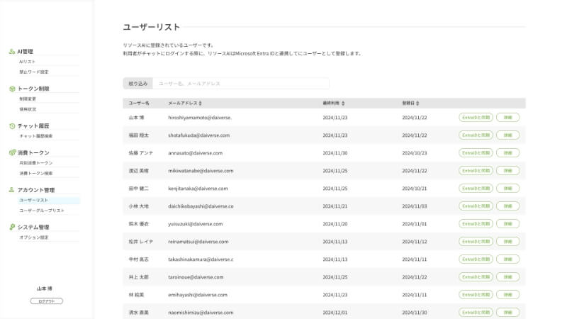 ユーザーアカウント登録